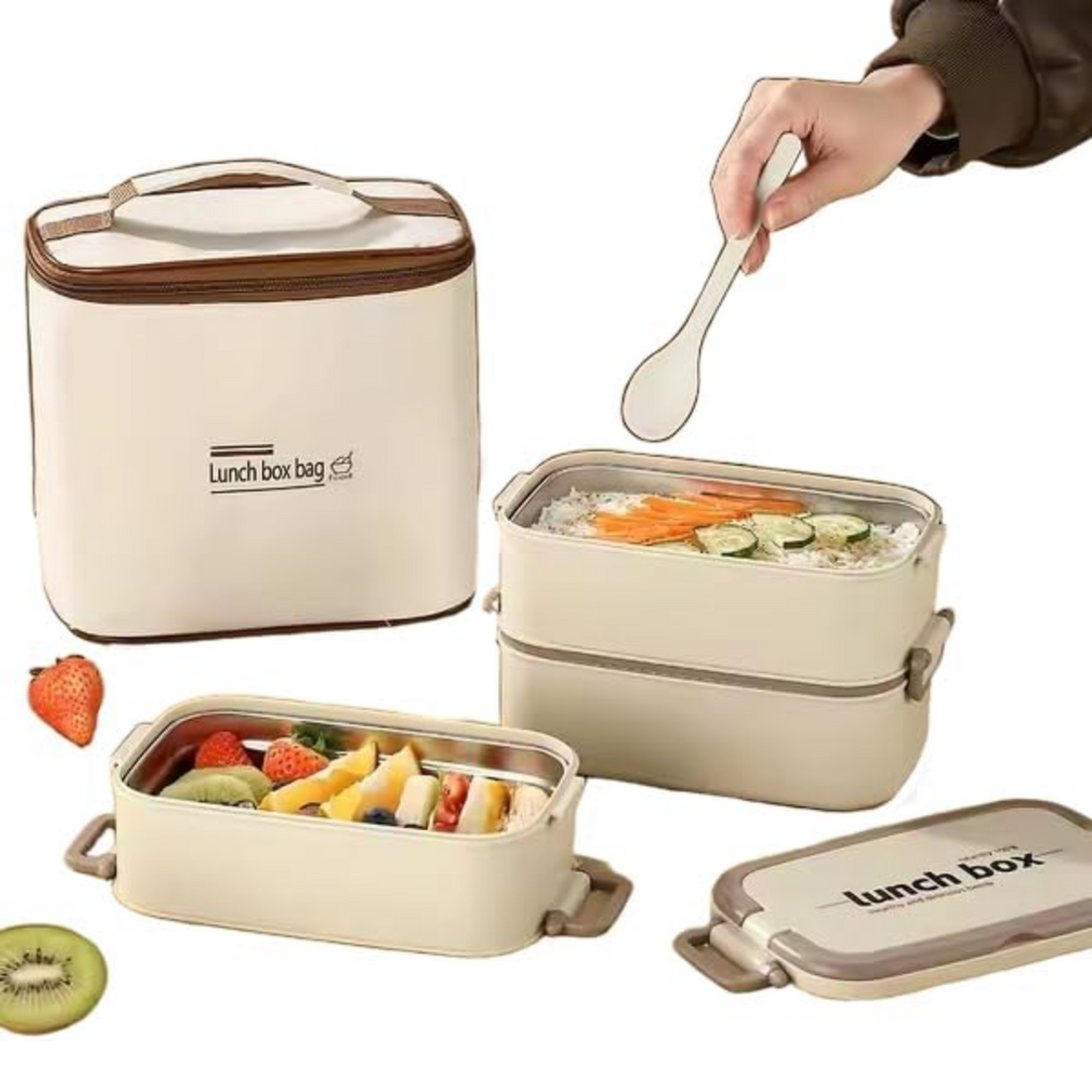 Large Bento Box Adult Lunch Box (74 Oz Large Capacity), Reusable, Including Lunch Bag, Fork And Spoon, 3 Dividers