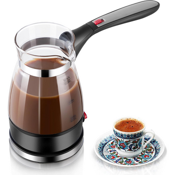 Turkish Coffee Maker, Portable Electric Glass Turkish Coffee Machine with Foldable Handle