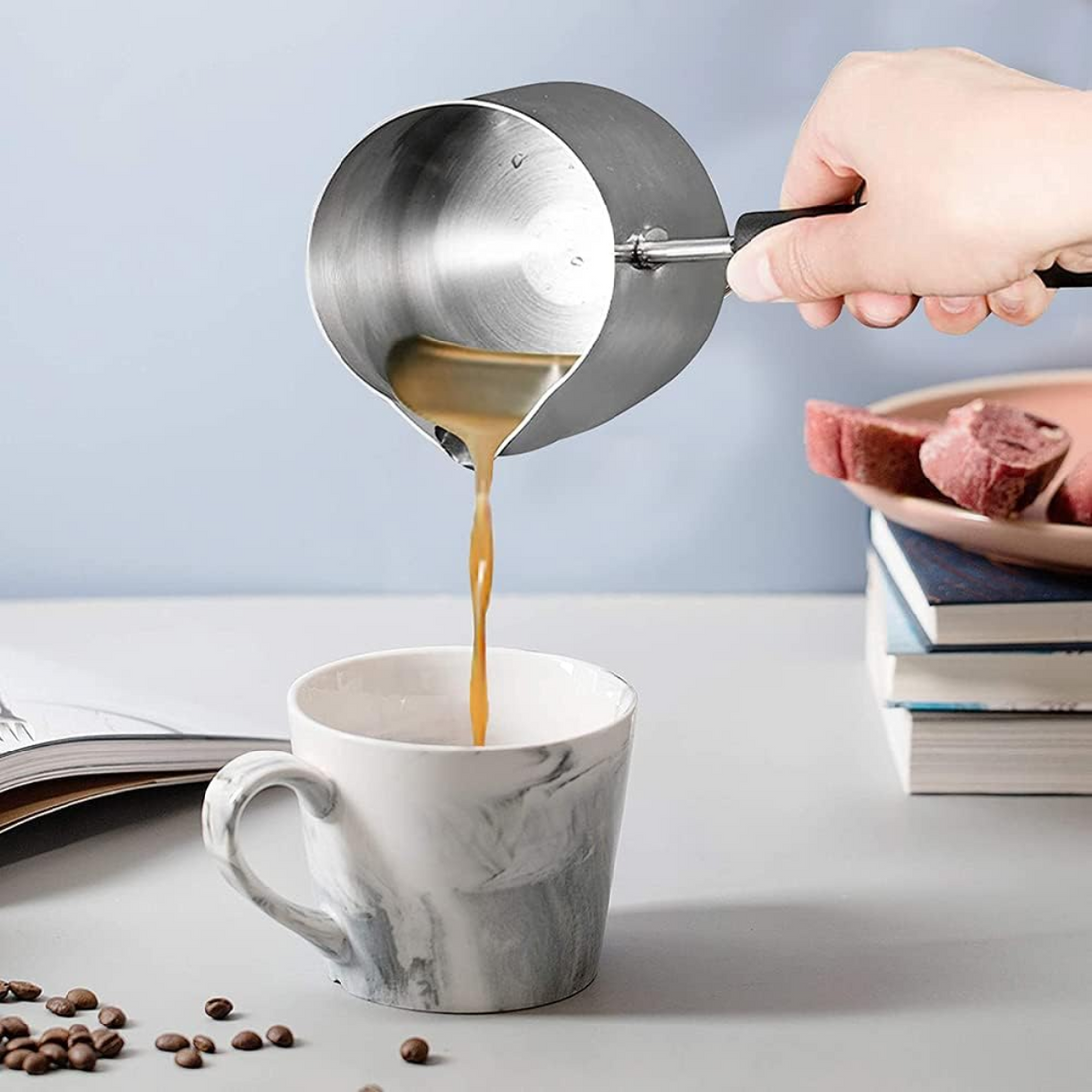 600ML/20oz Turkish Coffee Pot – 304 Stainless Steel Coffee and Butter Warmer