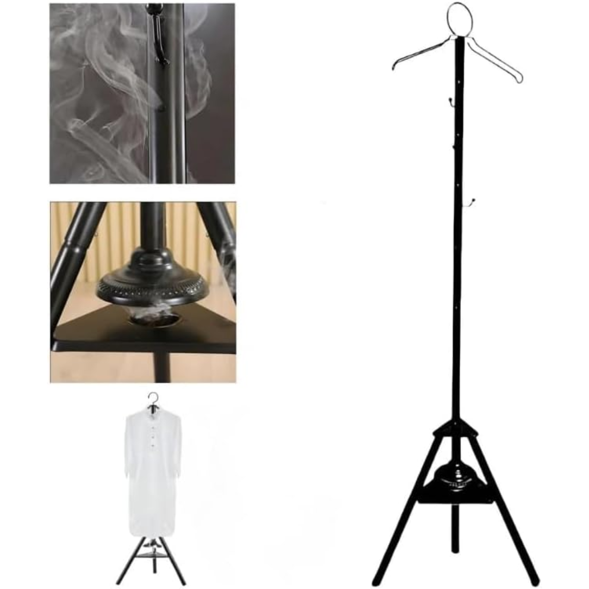 Generic Black Hanging Clothes Organizer with Hooks and Built-In Oud Incense Bakhoor Burner
