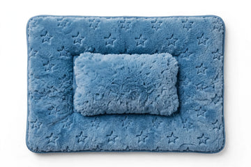 Star Embossed Soft Pet Mat - Small Size for Cats (40x30cm) - Blue